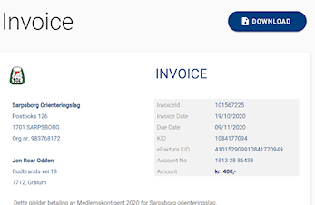 Betaling av medlemskontigent 2020