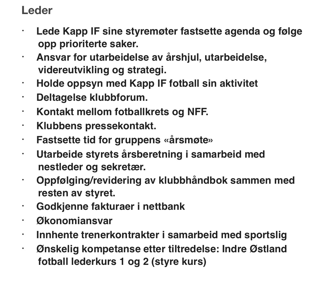 Leder, sportslig leder og dommer ansvarlig.