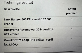 Vinterlotteri 2024 - trekning av vinnerlodd