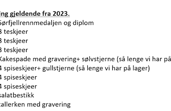 Oversikt over premier- Sørfjellrennet