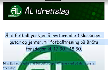 Velkomen til fyrste trening for 1.klassinger