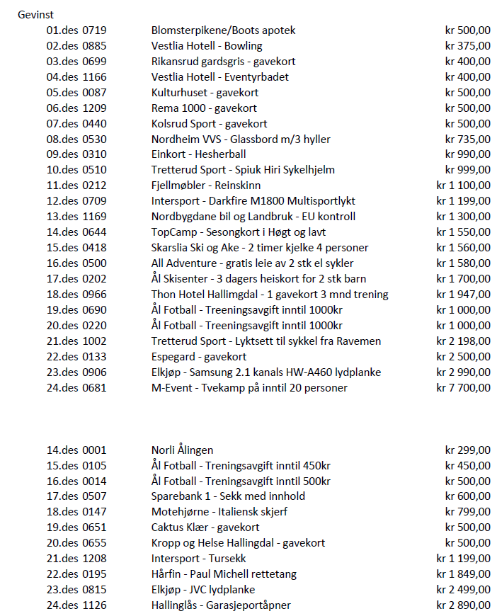 Trekning kalender 2021