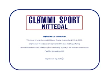 Smørekurs og klubbkveld hos Glømmi sport - 4.desember