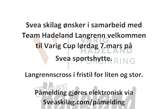 Velkommen til skirenn - Langrennscross på Svea lørdag 7.mars.