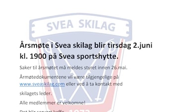 Årsmøte tirsdag 2.juni