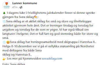 Svea skilag i Lunner kommune sin julekalender!