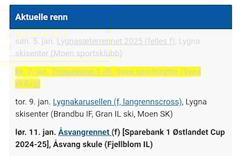 Oversikt over skirenn