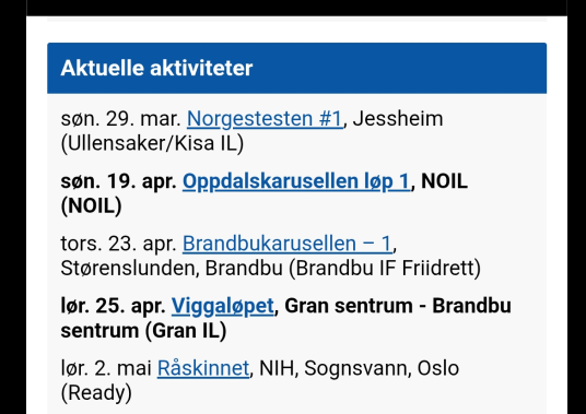 Oversikt over aktiviteter i sommer