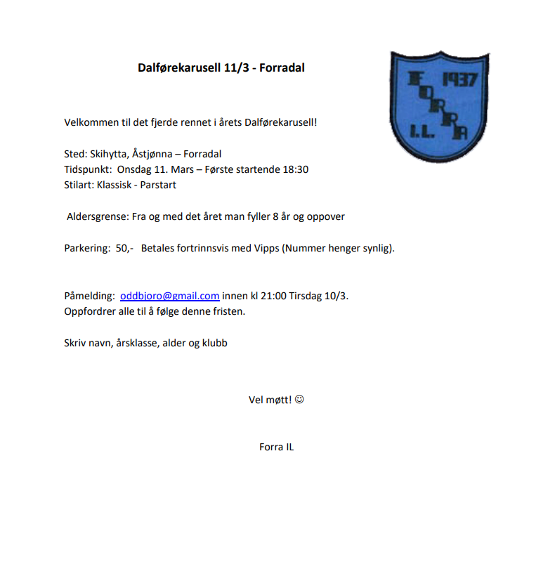 Dalførekarusell 11/3 - Forradal
