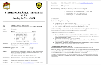 STJØRDALS/LÅNKE - SPRINTEN Søndag 14. mars 2021
