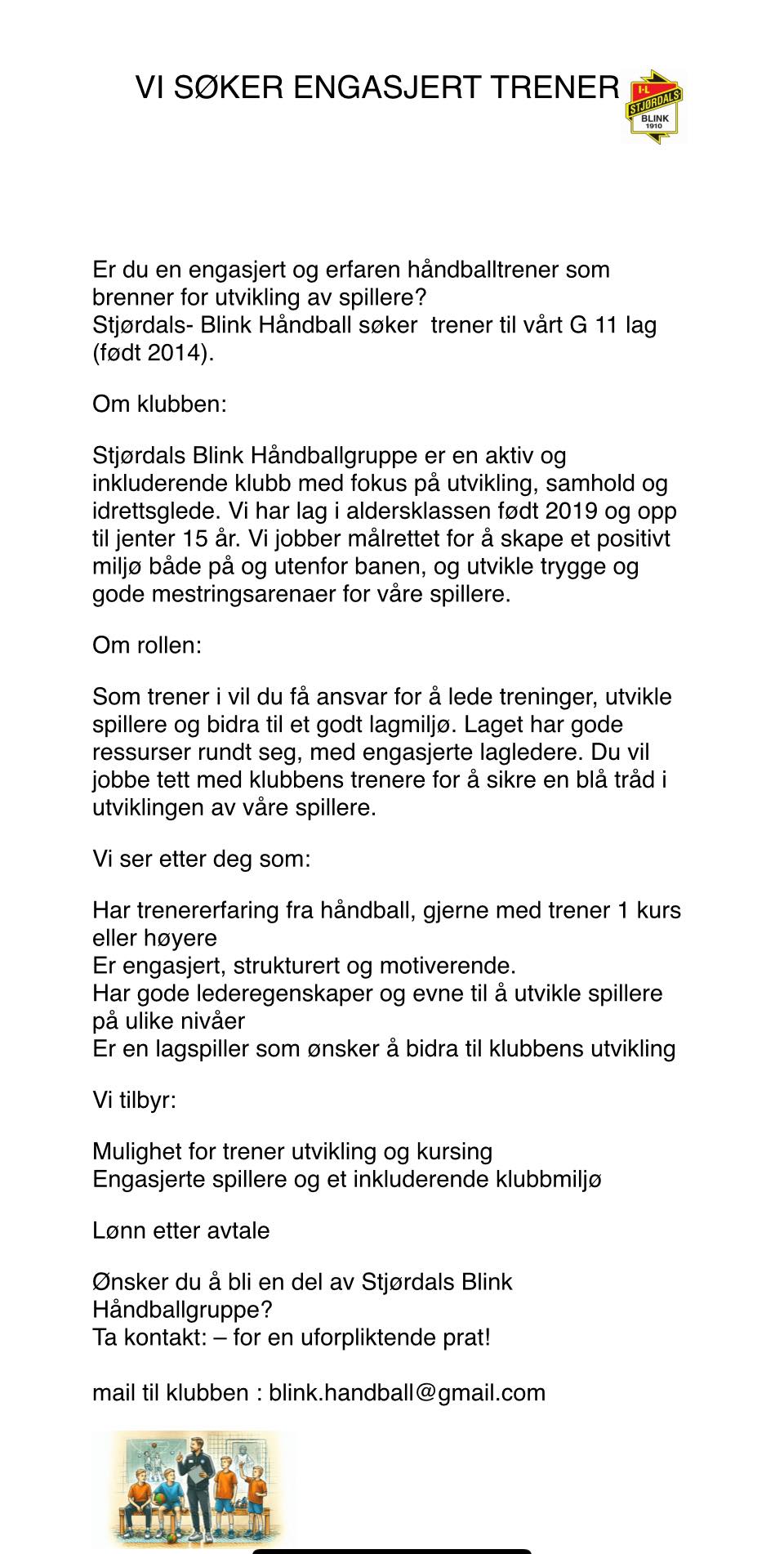 Vi søker engasjert trener for Gutter 2014