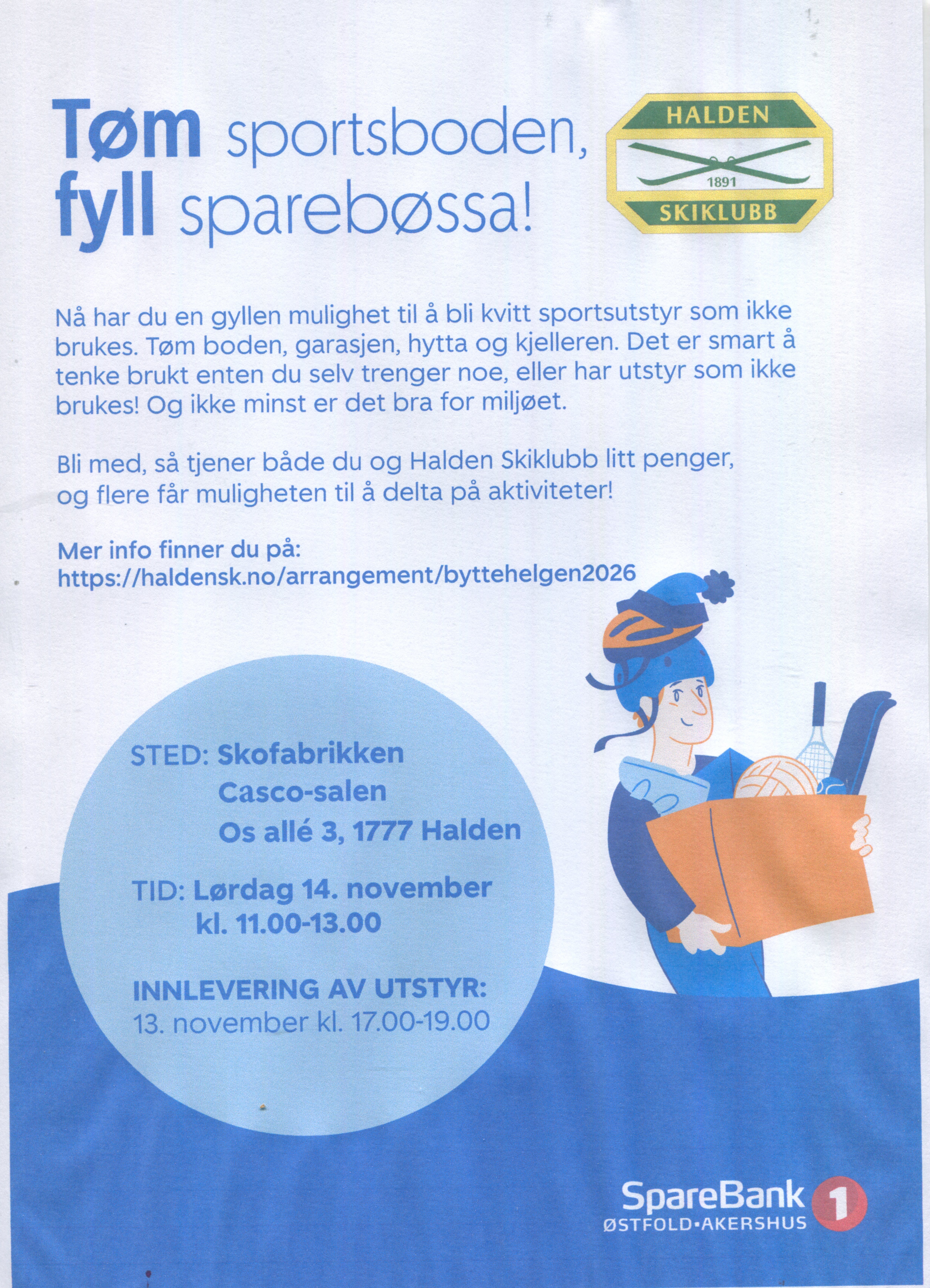 Byttedag for sportsutstyr, lørdag 14. november!