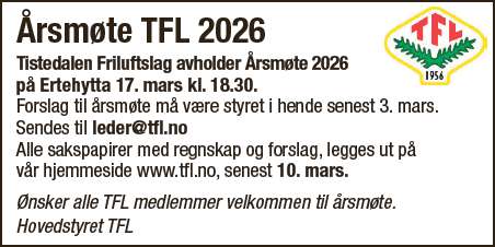 TFLs årsmøte på Ertehytta tirsdag 17. mars!