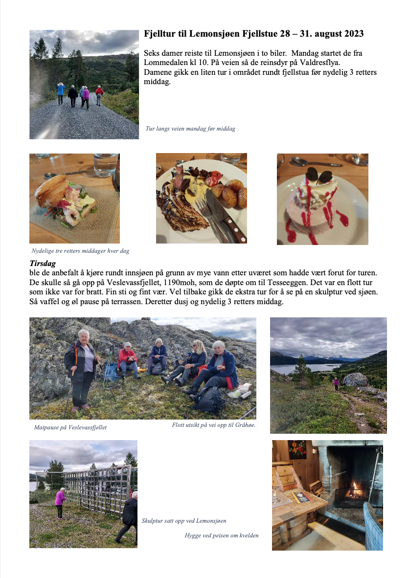 Fjelltur til Lemonsjøen Fjellstue 28 – 31. august 2023