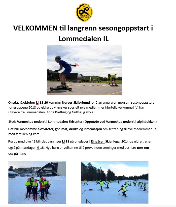 Velkommen til sesongoppstart i langrenn