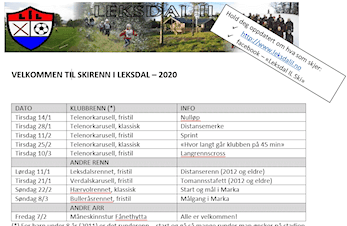 Terminliste - skirenn i Marka i 2020