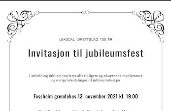 Jubileumsfest på Fossheim lørdag 13. november