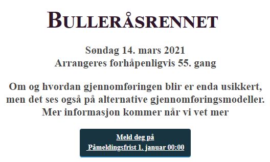Påmeldinga til årets Bulleråsrenn er ÅPNET