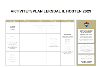 Aktivitetsplan høsten 2023