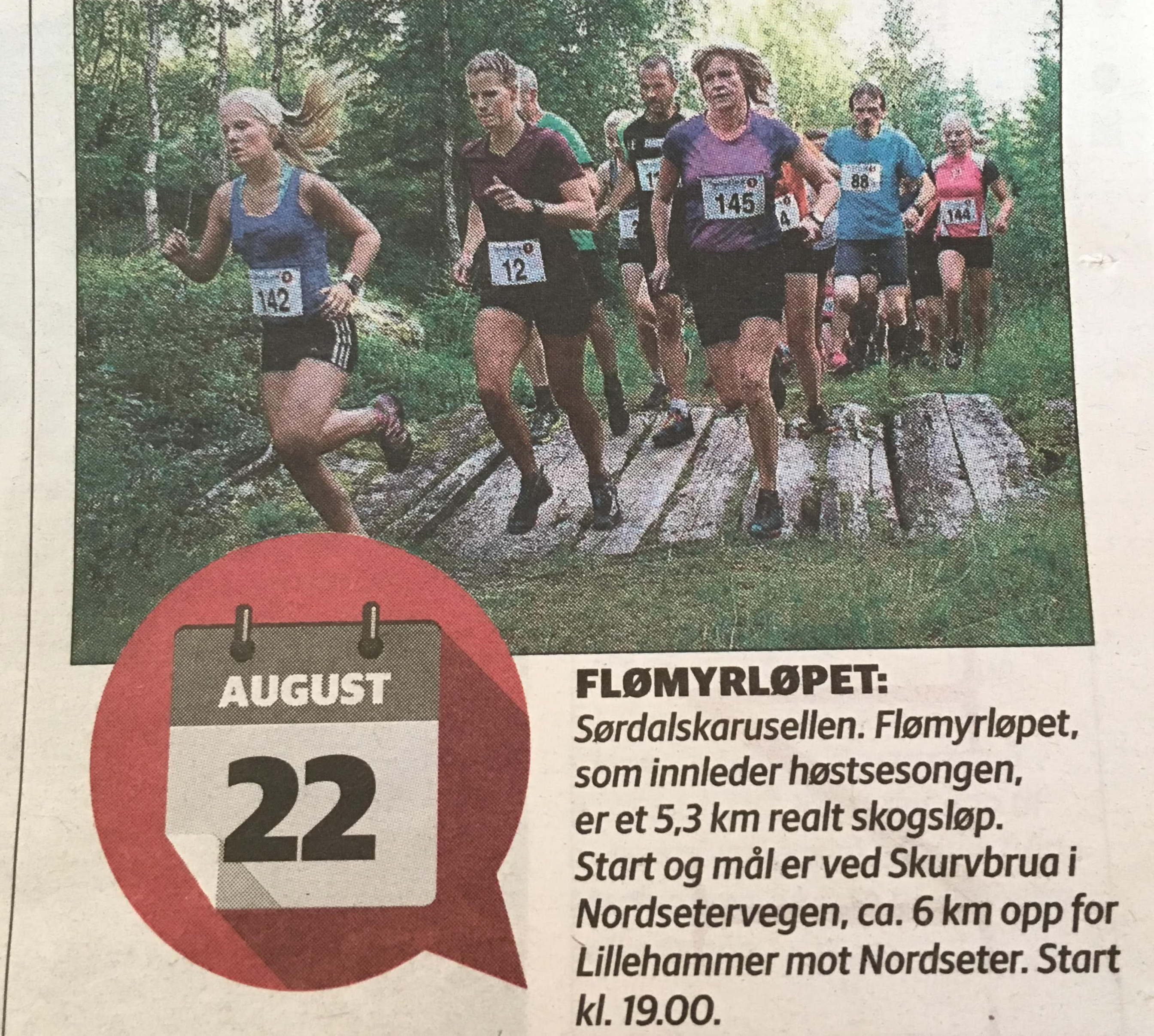 Resultat-, påmeldings- og løpsinformasjon Flømyrløpet 22. august kl 19.00