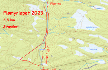 Omlegging av løypa til Flømyrløpet - det blir 2 runder og totalt 6,5 km
