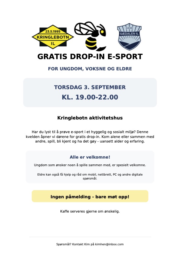 GRATIS DROP-IN E-SPORT