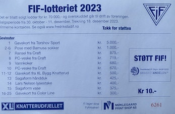 Har du vunnet i årets FIF-lotteri - Sjekk trekningslisten