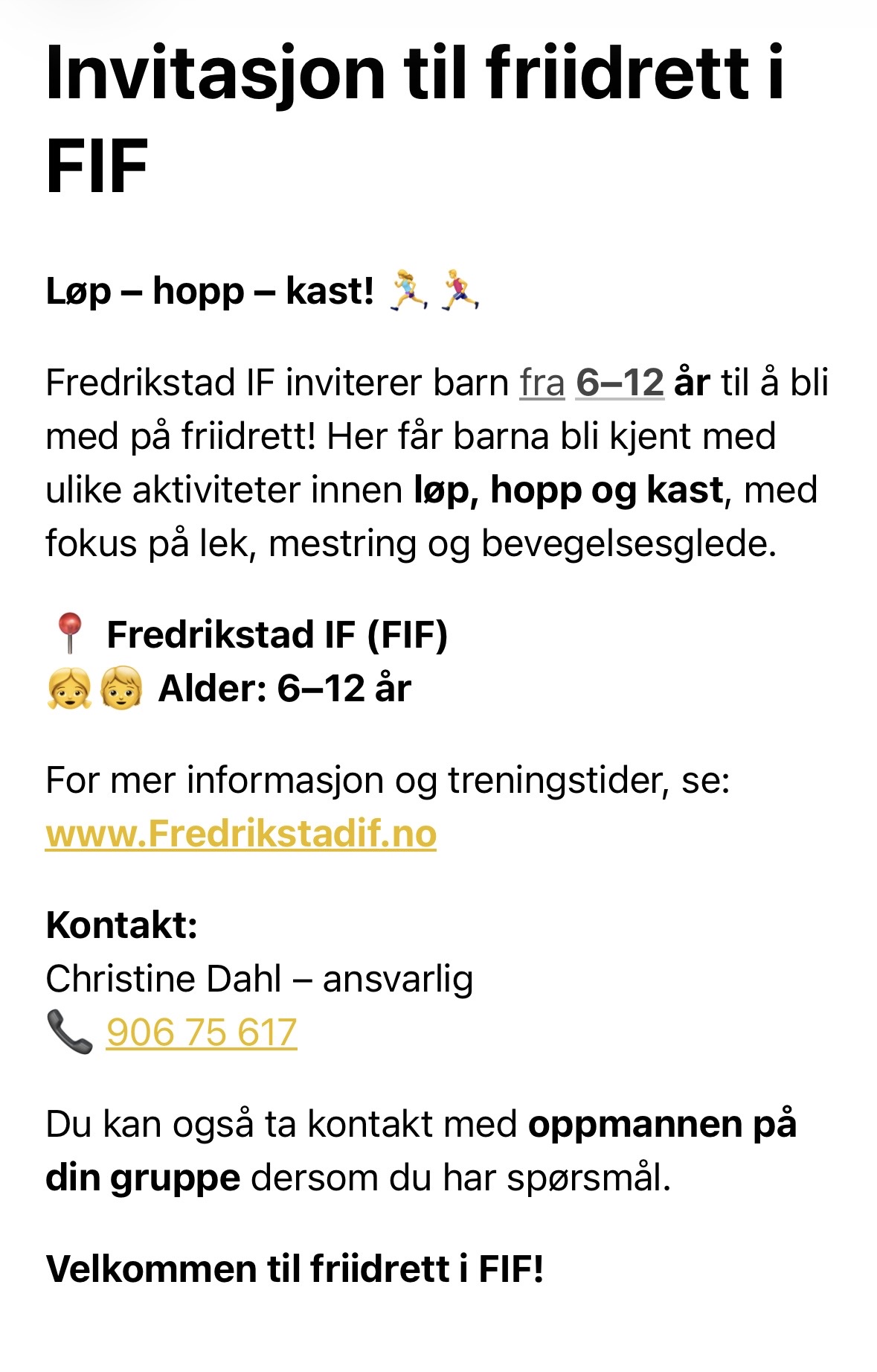 Oppstart barneidrett! 