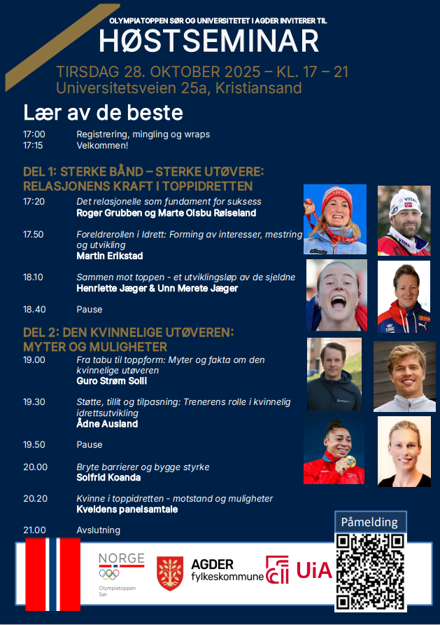 Høstkonferanse med Olympiatoppen 28.okt 2025 - meld deg på i dag!