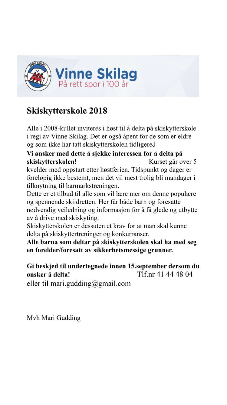 Skiskytterskole 2018