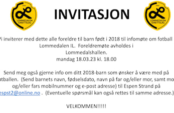 Oppstart fotball - Årgang 2018