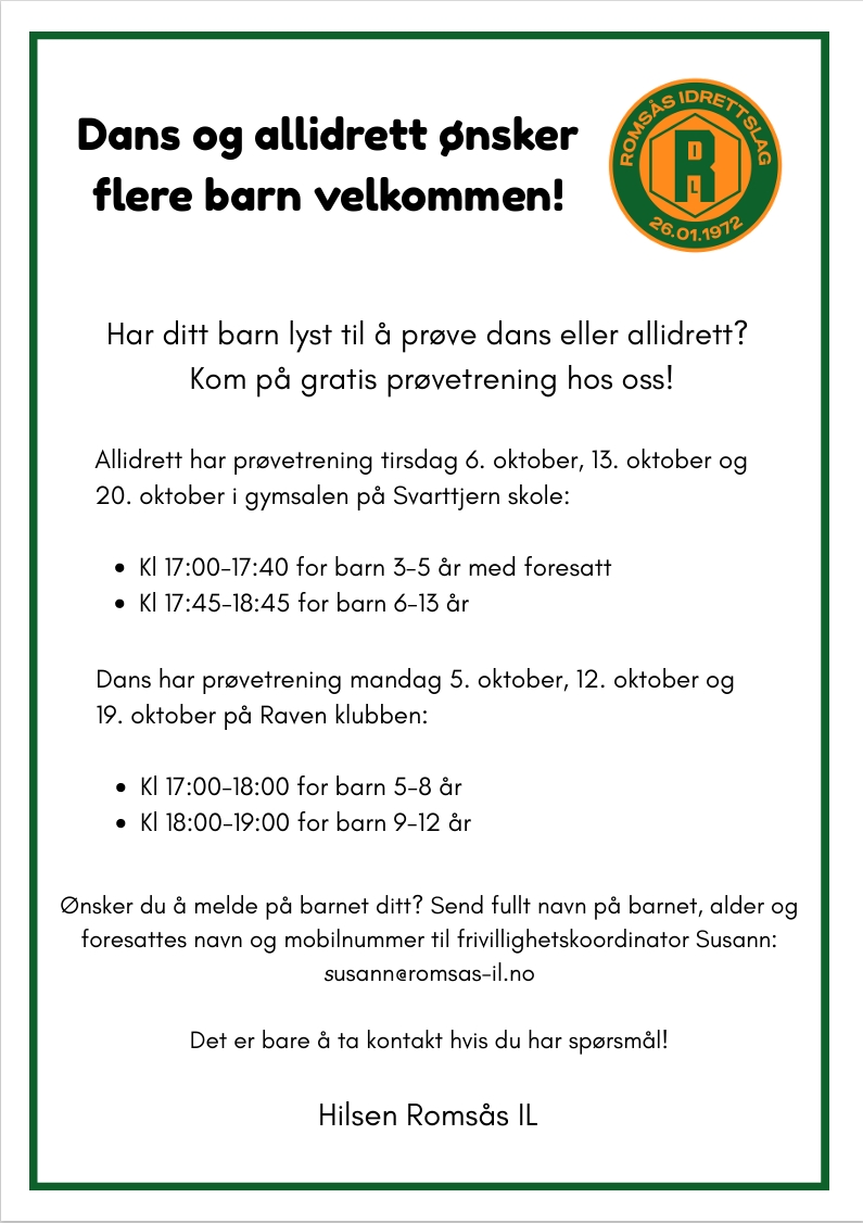 Gratis prøvetreninger på allidrett og dans!