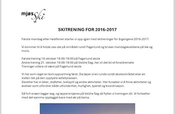 Skitrening 2016-2017. Oppstart mandag 14.oktober!