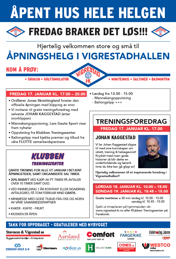 Velkommen til åpningshelg 17-19 januar