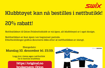 Klubbtøy kan bestilles i vår nettbutikk