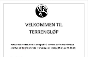 Velkommen til terrengløp tirsdag 19.04.22 kl 18:00