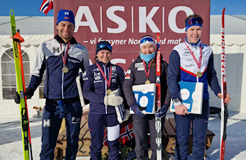 NM-gull til Simon Hjelmeset Kirkeeide på den blanda stafetten!