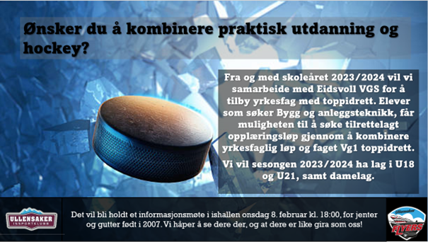 Ønsker du å kombinere praktisk utdanning og hockey?
