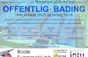 Offentlig Bading på Bodin Vgs starter onsdag 5.september!