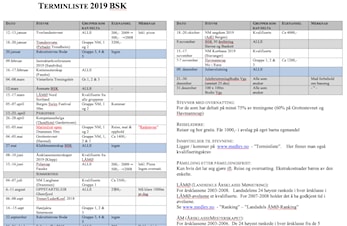 Terminliste 2019