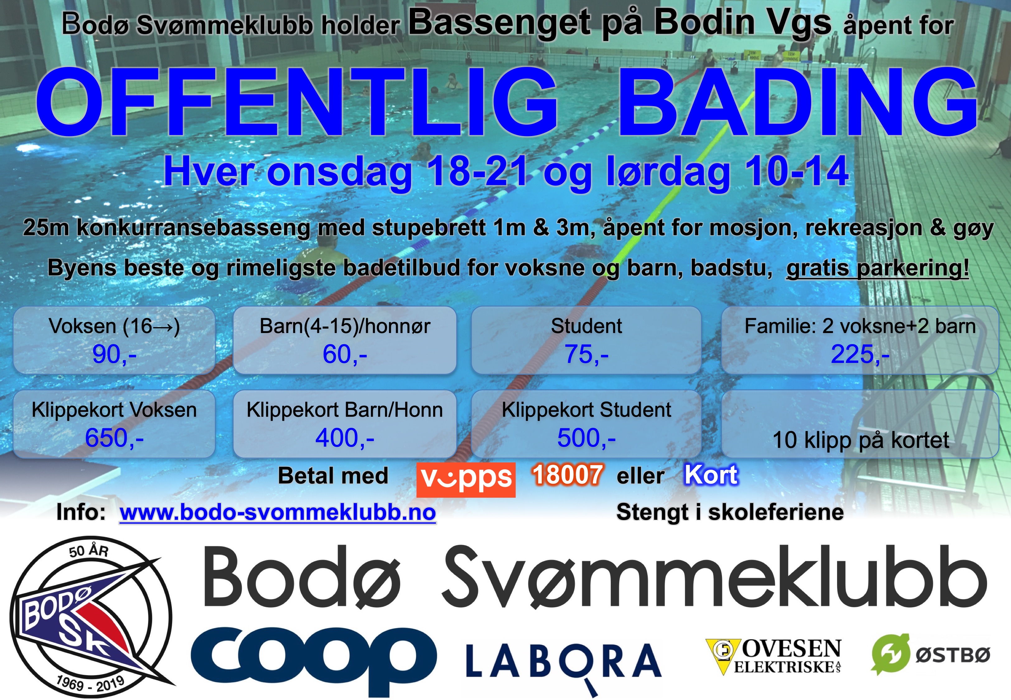 OFFENTLIG BADING: BSK holder bassenget åpent for publikum onsdager og lørdager