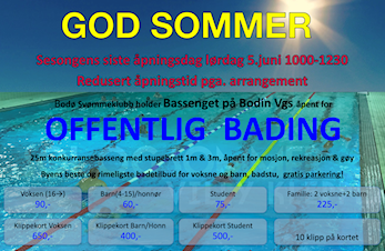 Siste mulighet før sommeren: Offentlig bading lørdag 5.juni 1000-1230