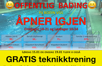 Offentlig Bading ÅPNER IGJEN lørdag 15.januar!