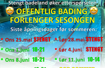 Badetilbudet på Bodin forlenges til 15.juni