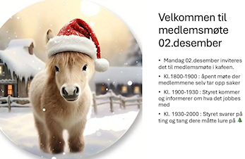 MEDLEMSMØTE PÅ AGR 02.DESEMBER