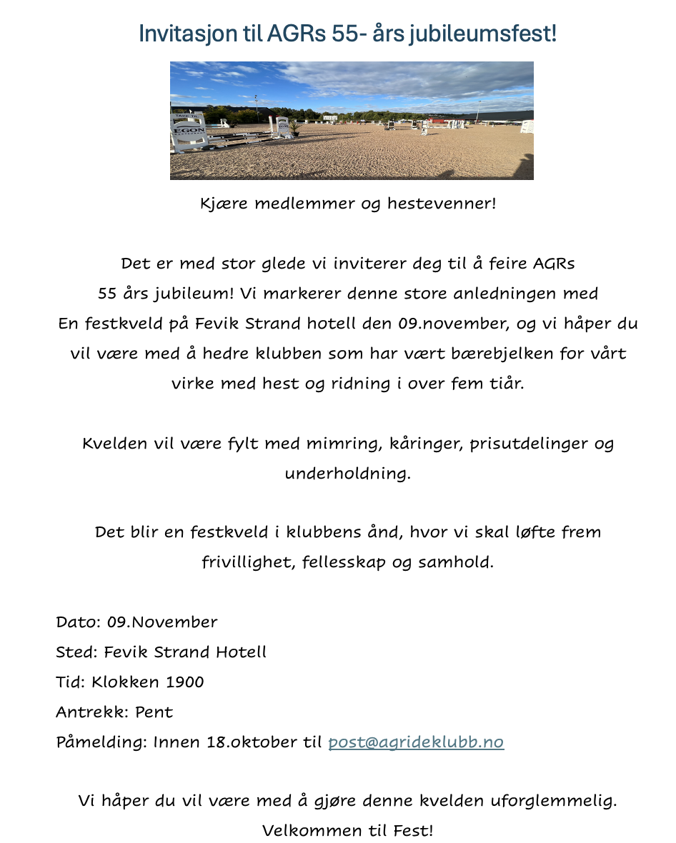 VELKOMMEN TIL AGRs 55-ÅRS JUBILEUM