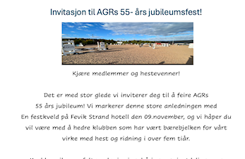 VELKOMMEN TIL AGRs 55-ÅRS JUBILEUM
