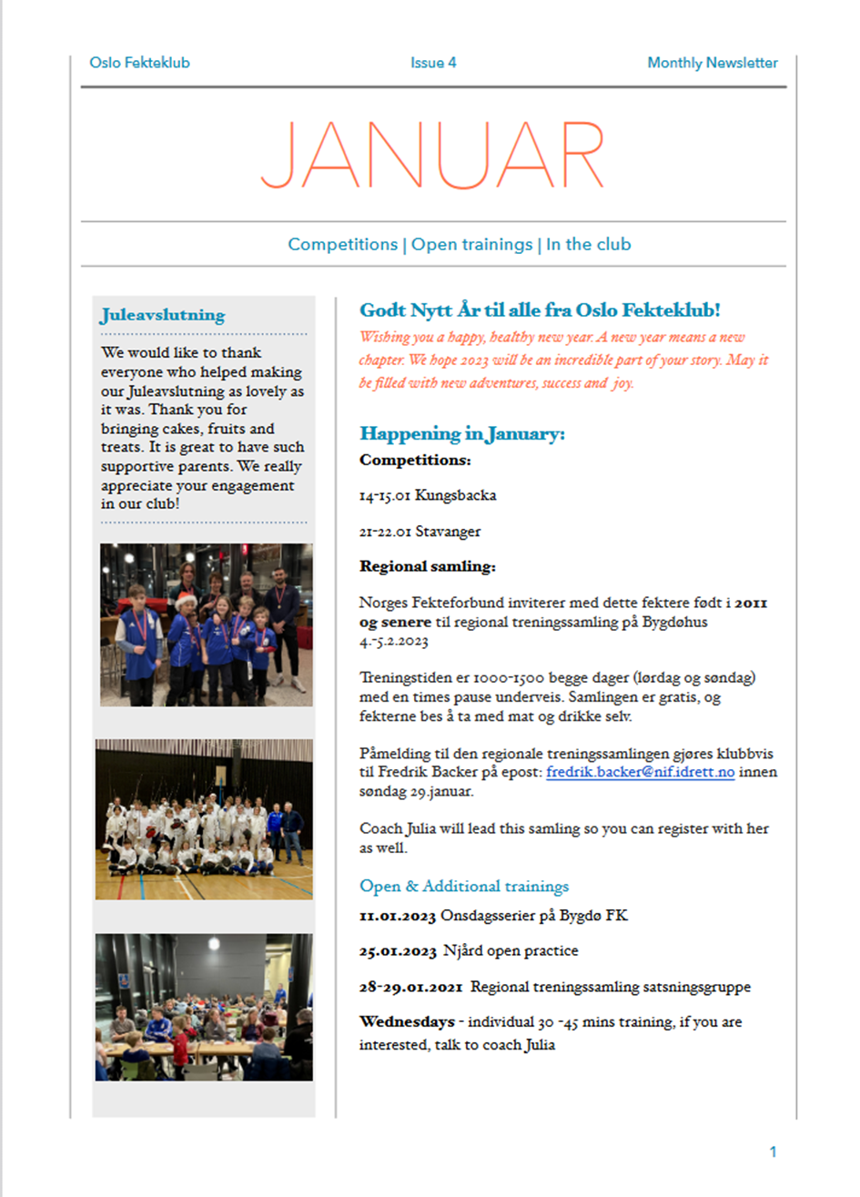 Plan for januar 2023