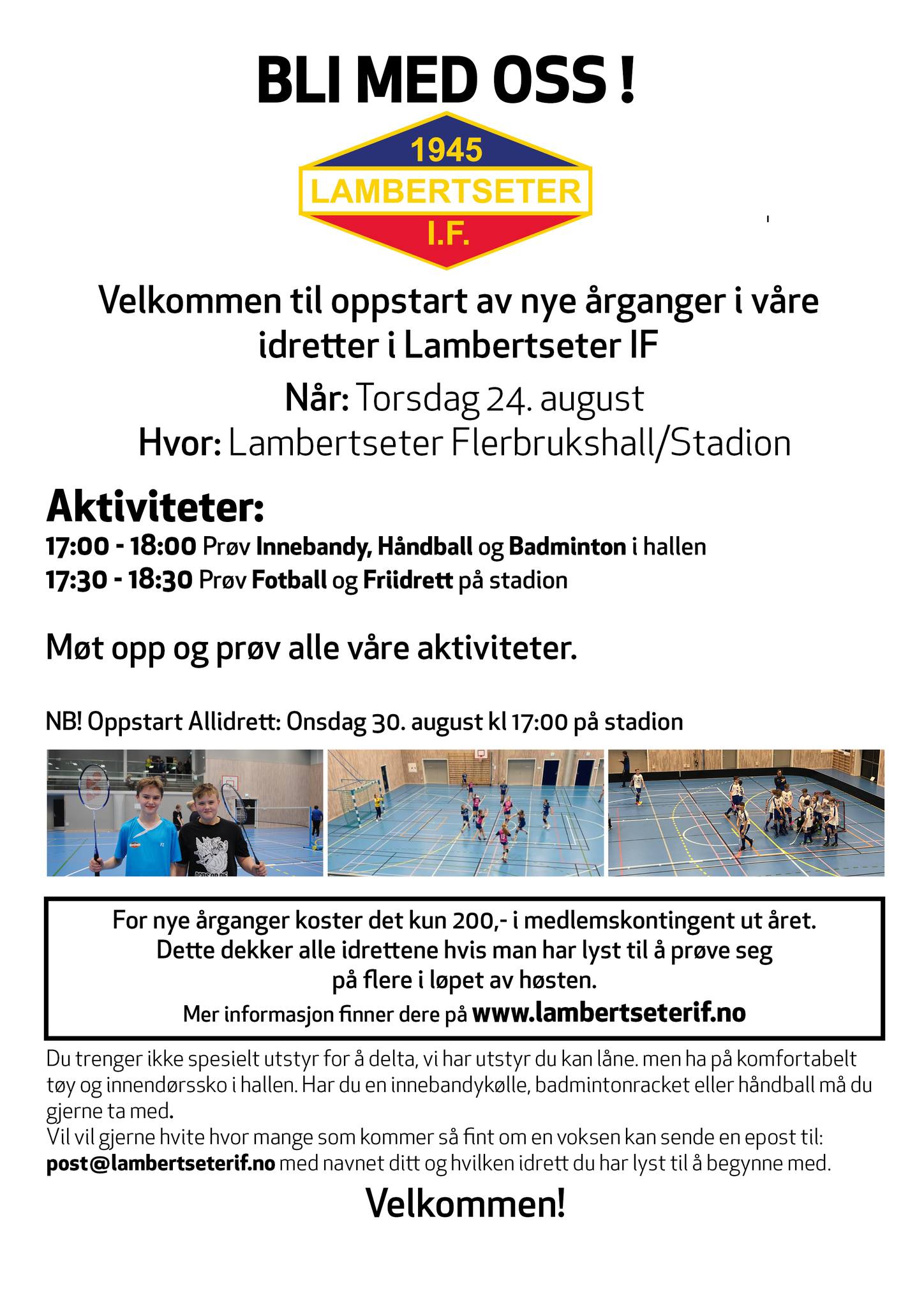 Velkommen til aktivitetsdag 24. august