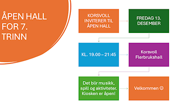 Åpen hall for 7. klasse fredag 13. desember
